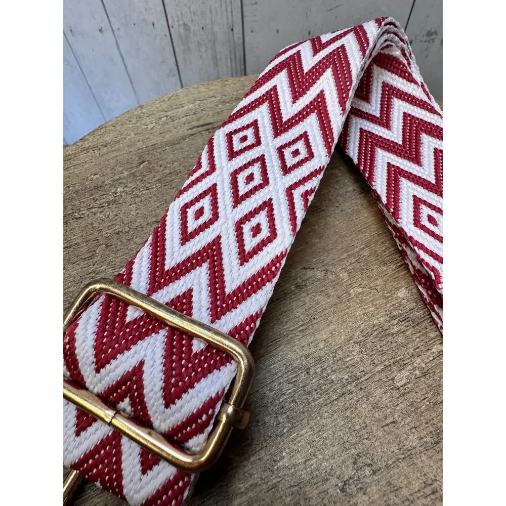 Red Purse Strap Wide Bag Strap Boho Crossbody Chevron Purse Strap